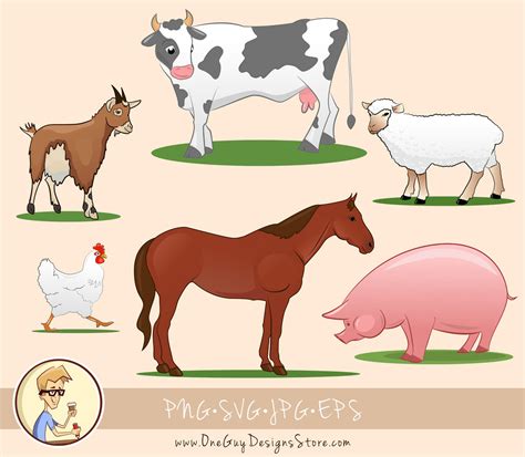 Pretty Farm Animals Clipart Set - Clip art - SVG - PNG File By ...