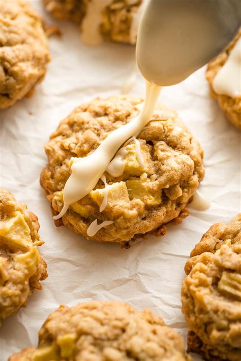 Apple Cinnamon Cookies with Maple Glaze - Nourish and Fete