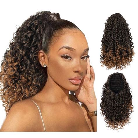 Attractive Drawstring Ponytail Extension:Curly ponytail clip in hair ...