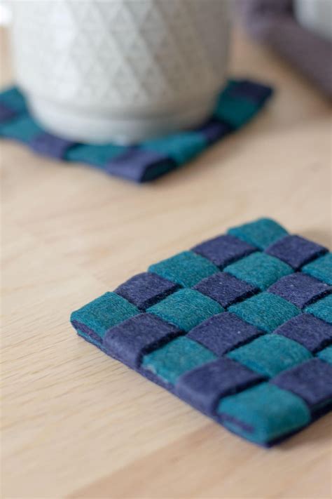 DIY woven felt coasters - The Crafty Gentleman | Felt coasters, Felt ...