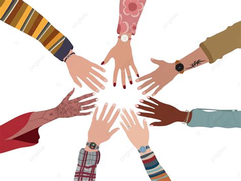 Multicultural Group Vector Hd PNG Images, Group Of Hands In A Circle Of ...