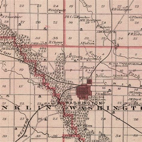 Vintage Map of Washington County, Iowa 1875 by Ted's Vintage Art