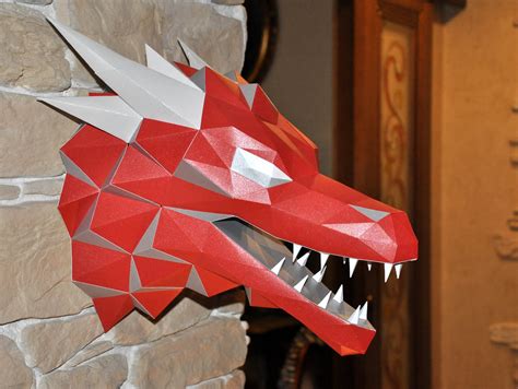 3D dragon head papercraft origami PDF DIY kit for adults / | Etsy