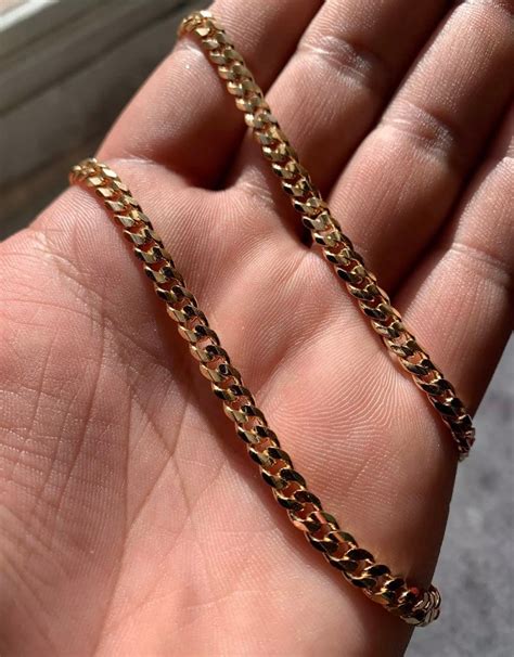 4MM 14K Solid gold Miami Cuban link chain 24 inch yellow | Etsy