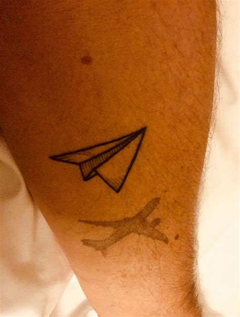 Paper airplane tattoo, with B787 shadow | Paper airplane tattoos ...