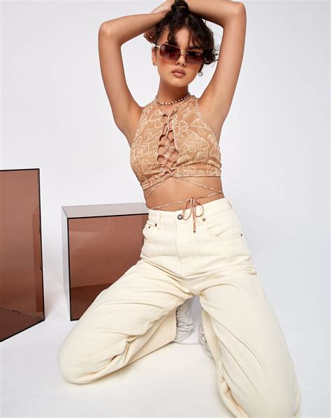 MOTEL X OLIVIA NEILL Bima Crop Top in Tan Mushroom in 2021 | Cute ...