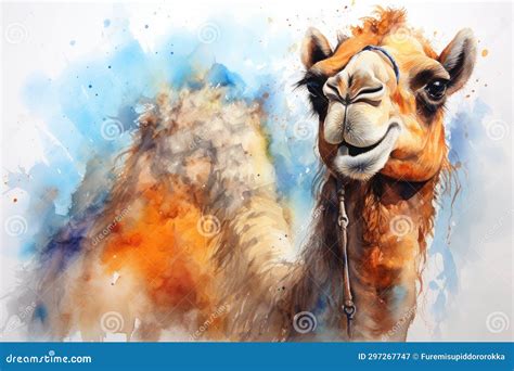 Watercolor Camel Watercolor Realistic Camel Desert Stock Illustration ...