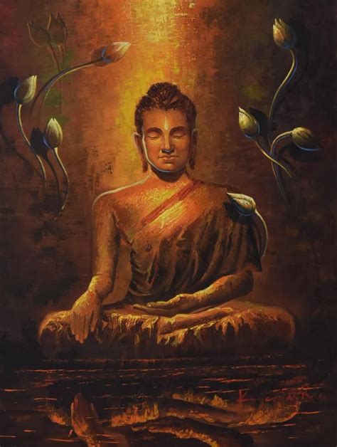 Buddha Reflection painting by Kamal Rao | Buddha painting, Buddha art ...