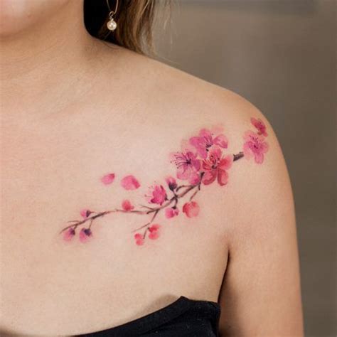 Top more than 75 cherry blossom shoulder tattoo best - vova.edu.vn