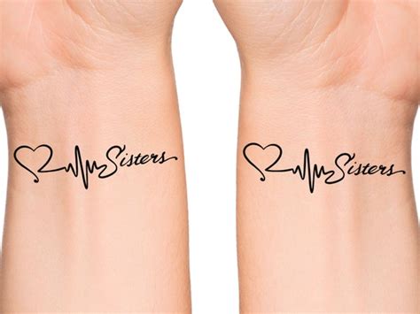 Sisters Heartbeat Temporary Tattoo / Matching Tattoos / Best - Etsy