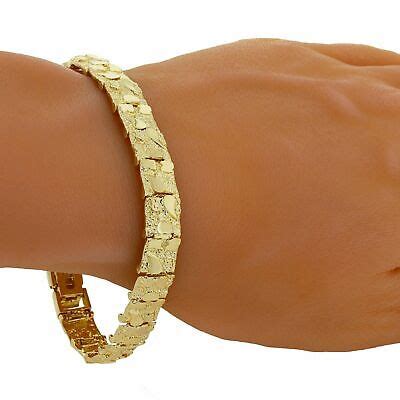 10k Yellow Gold Nugget Bracelet 8.25"-8.75" 9.5mm 24.4 grams | eBay