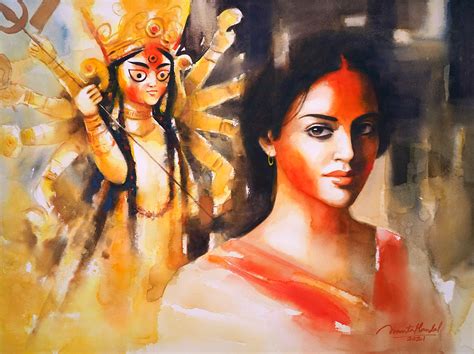 Durga puja painting | Durga festival drawing | AnantaMandal.com