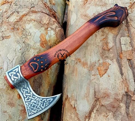 Custom Axe Gift With Valkyrie Symbol Carving, Viking Axe, Bearded Axe ...