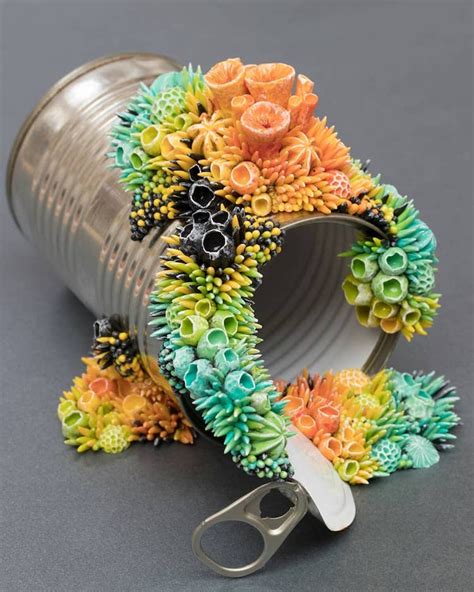 Sculptor Turns Discarded Trash Into Vibrant Ecosystems Bursting With ...