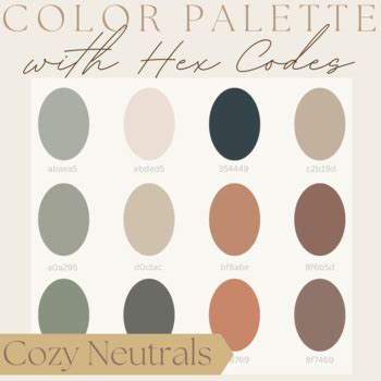 Cozy Neutrals Color Palette with Hex Codes and Instructions | TPT