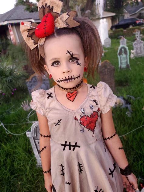 Kids Voodoo Doll makeup 🖤 🖤 Creepy Doll Halloween Costume, Disfarces ...