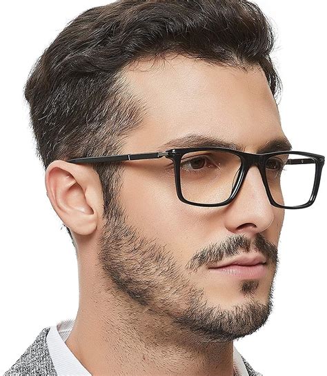 Men's Eyewear Frames Large Rectangular Eyeglasses Fashion Clear Glasse ...