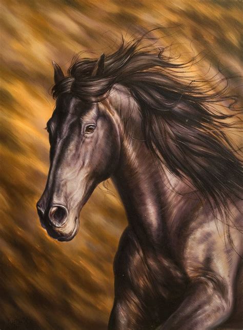 Running Wild Horse, Original Oil Painting, Realism Style, Animals ...