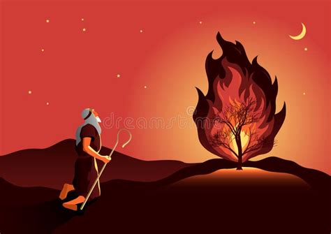 Moses and the burning bush stock illustration. Illustration of ...