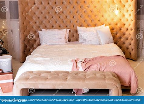 Interior of a Minimalist Bedroom with Pink Walls Stock Photo - Image of ...