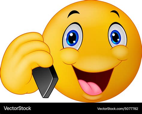 Emoticon smiley talking on cell phone Royalty Free Vector