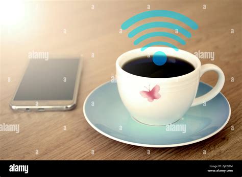 Coffee shop with free Wifi Stock Photo - Alamy