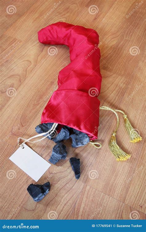 Christmas Stocking Full of Coal Stock Image - Image of laying ...