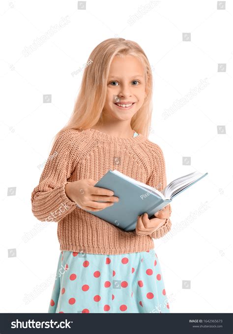 Little Girl Reading Book On White Stock Photo 1642965673 | Shutterstock