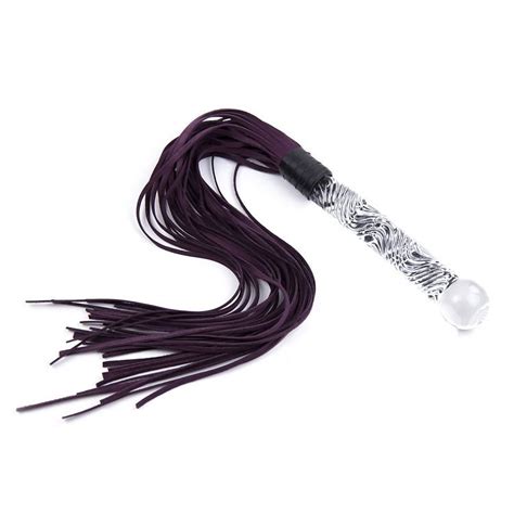 Glass Handle Flogger Real Leather Flirting Whip BDSM Toy Cheaper SQ249 ...