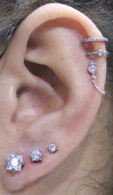 unique simple ear piercing ideas triple helix lobe cartilage helix ...