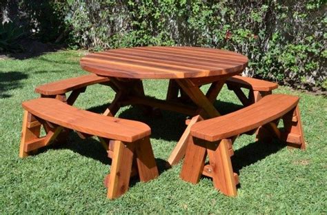 Round Outdoor Picnic Table (17) | Picnic table, Outdoor wood table ...