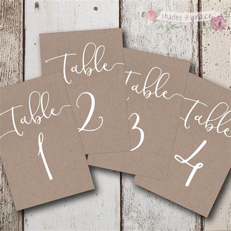 Rustic Table Numbers Printable Rustic Wedding Decor Brown - Etsy