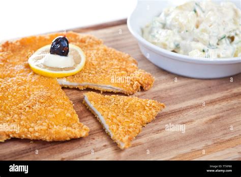 Chicken schnitzel with sauce Stock Photo - Alamy