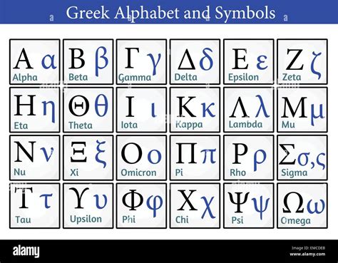 Greek Alphabet and Symbols Stock Vector Image & Art - Alamy