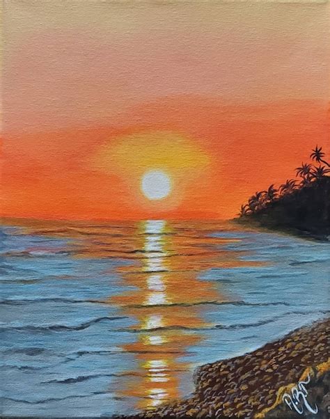 Acrylic Painting Beach Sunset Ocean Original Painting - Etsy