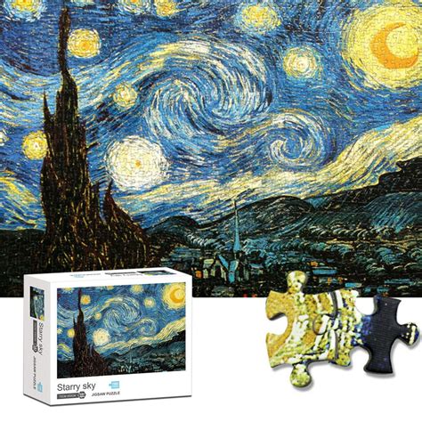 Jigsaw Puzzle 1000 Piece,Starry Night Art Oil Painting Jigsaw Puzzle ...