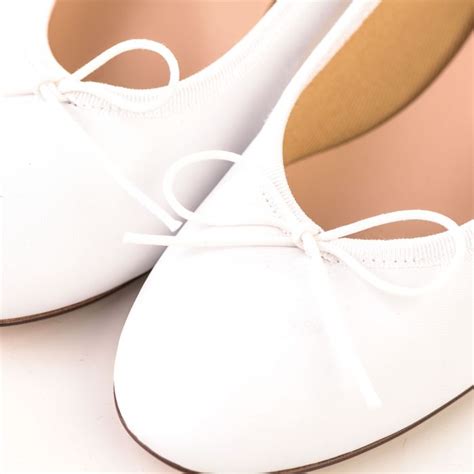 White leather ballet flats with heel - Ballerette