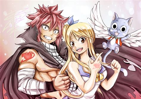 Anime Fairy Tail Lucy Heartfilia Natsu Dragneel Happy (Fairy Tail ...