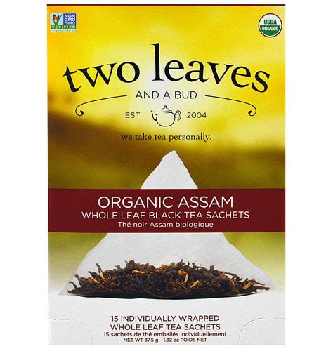 Two Leaves and a Bud Organic Whole Leaf Black Tea Sachets Assam -- 15 ...