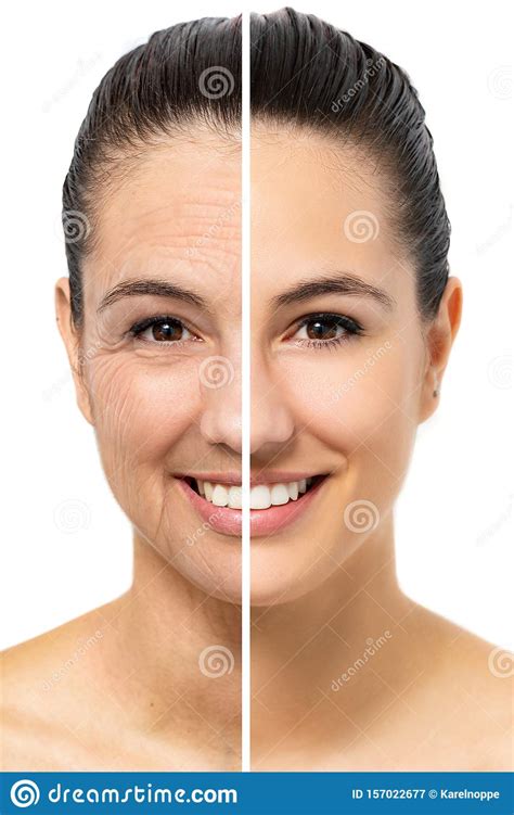 Conceptual Female Facial Aging Comparison. Stock Image | CartoonDealer ...