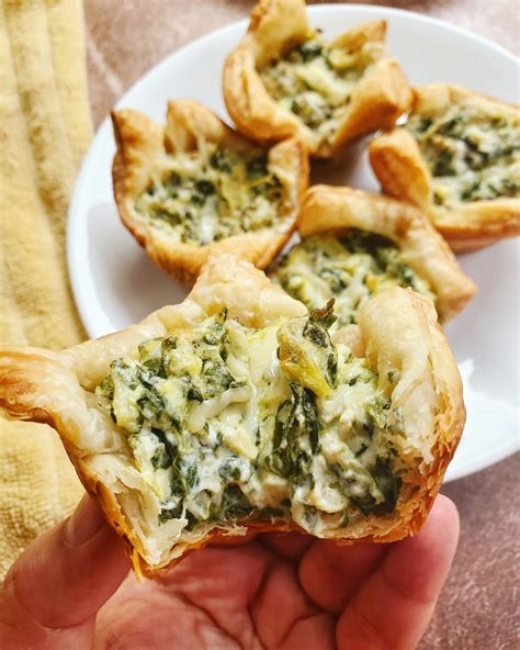 Spinach Artichoke Bites | Puff Pastry Cups