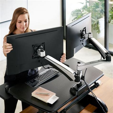 Dual-Monitor Arm – Standing Desks Office Furniture | VARIDESK is Now Vari®