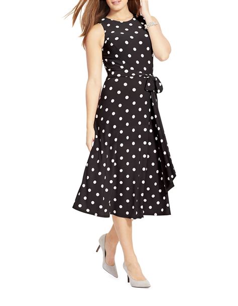 Lauren by ralph lauren Plus Racing Dots Matte Jersey Dress in Black ...