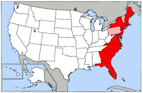 Eastern Seaboard East Coast Map Usa