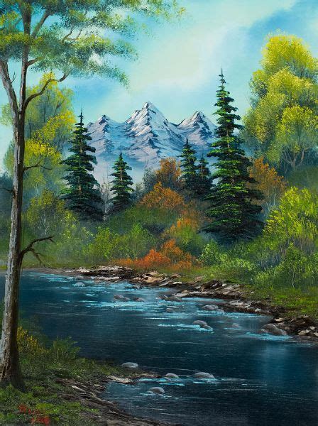 Bob Ross painting - used to watch him on PBS! His voice . . .! Easy ...