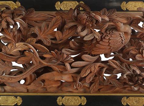 Buy Ranma Suzaku, Antique Japanese Wood Carving Panel, Authentic ...