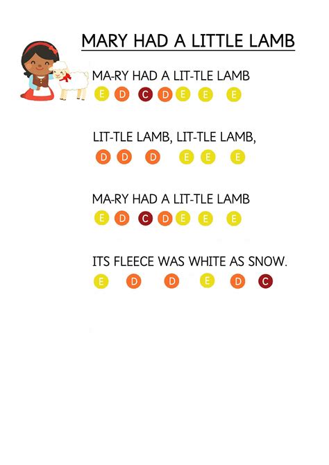 Mary Had a Little Lamb - Easy Piano Music Sheet for Toddlers. How to ...