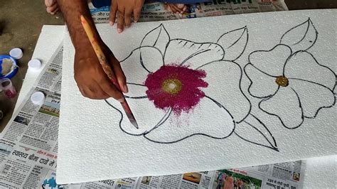 How to make thermocol flower/painting art - YouTube