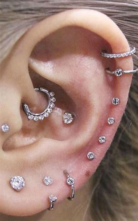 cute multiple ear piercing ideas combinations cartilage helix rook ...