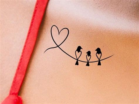 3 Heart Birds Temporary Tattoo / Bird Tattoo / Animal Tattoo / 2 Heart ...